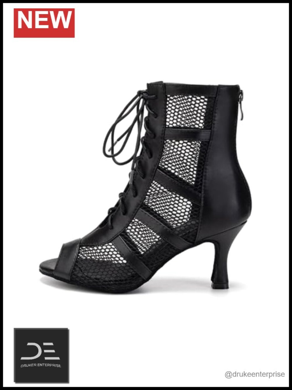 Women's Ankle Boots Latin Dance Heels with Back Zipper Suede Sole